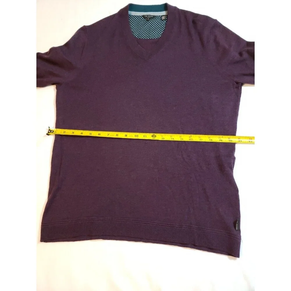 Ted Baker Mens Purple V-Neck Sweater wool silk‎ cashmere Size 5
